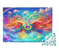 Angel Wings Jigsaw Puzzle Impossibili 1000Pcs Rainbow Wings with Heart Decorazione Per La Casa. Giochi Rilassamento E Intelligence Per Adulti E Ragazzi Da 14 Anni 52x38cm/1000pcs
