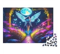 Angel Wings Jigsaw Puzzle Impossible 1000Pcs Angel on Moonlit Path Decorazione Per La Casa. Rilassamento E Intelligence Per Adulti E Ragazzi Da 14 Anni 52x38cm/1000pcs