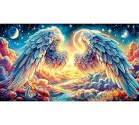 Angel wings with halo in starry sky Puzzle 1000 pezzi per bambini - Gioco divertente & Stimolante per adulti e famiglia 75x50/1000pcs
