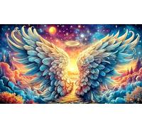 Angel wings with halo in starry sky Puzzle 1000 pezzi - Regalo divertente Gioco per la famiglia stimolante Idea regalo perfetta per adulti 38x26/1000pcs