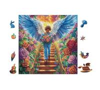 Angel with Wings on Stairs Rompicapo 100 Pezzi Per Regalo Di Compleanno Cartone Di Alta Qualità Per Adulti Antistress Per Hobby E Passatempo Qualità Premium 28x28cm