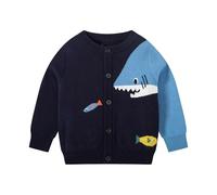 Angel ZYJ Cardigan in Cotone per Bambini Maschi, col a V, Maniche Lunghe, Pulsanti in Maglia, Ideale Come Abbigliamento Autunno-Inverno (IT, età, 3 Anni, 4 Anni, Regular, Blu- 1)