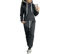 Angel ZYJ Pantaloni Set Ragazze Giacca Pullover Tops Tuta Training Ispessisce Sportivo 2 Pezzi Felpa Completo Sportswear (Nero, L)