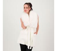 Angela Mele Milano Gilet in maglia con collo in pelo sintetico