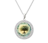 Angeli Albero Spirituale E Vita Collana Ciondolo Personalizzato Donna Rotondo Diamante Collane Gioielli Regali per Uomo Compleanno, Misura unica, Metallo