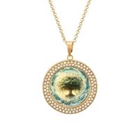 Angeli Albero Spirituale E Vita Collana Ciondolo Personalizzato Donna Rotondo Diamante Collane Gioielli Regali per Uomo Compleanno, Misura unica, Metallo