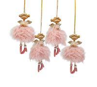Angeli da appendere rosa champagne, 4 pezzi: decorazioni natalizie eleganti, addobbi di Natale per albero, pendenti romantici, decorazioni casa natale con angioletti, 11 cm