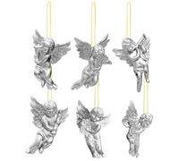 Angeli di Natale | 6 pezzi oro o argento vintage ornamento decorativo | Ciondolo per interni esterni festa del prato, festa della camera da