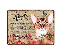 Angeli Don't Always Have Wings Somethings They Have Whiskers Targa in latta vintage con gatto in metallo regalo cucciolo 30,5 x 40,6 cm resistente allo sbiadimento pittura in ferro per affari, casa