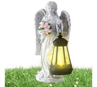 Angeli Luci Per Giardino Esterno - Piccola Figura Resina da Giardino - Figurina Decorativa Di Angelo Fiorito Per Sito Memoriale Religioso E Aree Esterne Come Cortile