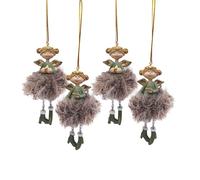 Angeli natalizi verde oro e marrone, 4 pezzi: decorazioni natalizie da appendere, addobbi di Natale per albero, pendenti eleganti, decorazioni casa natale con angioletti, 11 cm