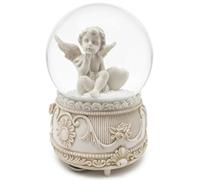 Angelic Musical - Palla di neve da 100 mm, funzionamento a batteria con intricata statuetta di angelo, richiede 3 batterie AAA (non incluse) (design A)