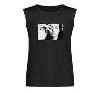 Angelina Jolie Portrait Men's Vests Tank Tops O-Neck 100% Cotton Undershirts Unisex Sleeveless Shirt Black S