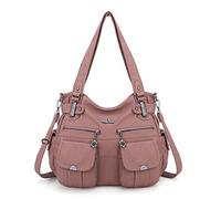 Angelkiss 5739/1 - Borsa a mano in pelle, a tracolla, ampia capacità, con 8 piccole tasche, per ragazze e donne, (Z- Rouge), Medium