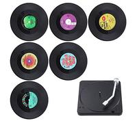 Angelkiss 6 sottobicchieri retrò in vinile con supporto per bevande e tazze, tappetino antiscivolo isolato per caffè