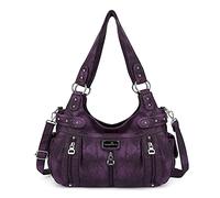 Angelkiss, Borsa a tracolla da donna grande, in finta pelle lavata, hobo, G-viola., X-Large