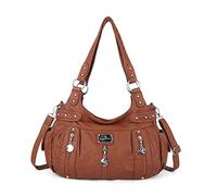 Angel Kiss Borsa a tracolla da donna grande, in finta pelle lavata, hobo, Marrone, Large