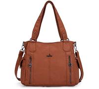 Angelkiss - borsa da donna in pelle lavata 2 in 1, con zip nella parte superiore e tasche multiple; utilizzabile anche come borsa a tracolla - codice: 1193