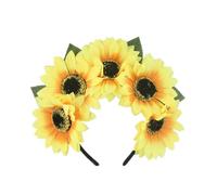 Angelluck Cerchietto per capelli etnico con fiore temperamento per ragazze donna carnevale festa copricapo con girasole realistico fascia girasole adulto girasole fasce per donne fascia girasole per