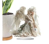 Angelo acrilico Desk Art - 2D vaso pianta segno | Decorazione artistica unica da scrivania, cartello da scrivania elegante da esposizione per casa soggiorno, ainting Angel Wing Poster stampe vintage