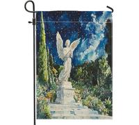 Angelo ad acquerello con ali bandiere da giardino 30,5 x 45,7 cm su entrambi i lati per esterni decorativi, motivo dea fresca bandiera da giardino per cortile, casa, piccola bandiera da giardino