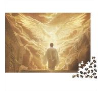 Angelo Ali Divine Puzzle da 1000 Pezzi per Uomini Donne Adulti, Uomo, Luce Dorata, Sentiero, Solo, Premium, Spesso, Resistente, Vivace, Stimolante, Antistress 52x38cm/1000pz