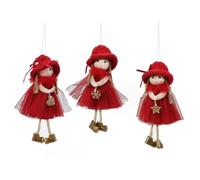 Angelo bambina con cappello velo rosso fata decorazioni per albero di natale 6pz