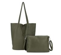 ANGELO Borsa a Spalla da Donna, Borsa Shopper Grande in Pelle PU con Pochette a Tracolla Rimovibile, Tote Bag 2in1 Moderna Elegante per Lavoro, Ufficio, Università, Viaggio (Verde Oliva)