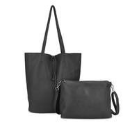 ANGELO Borsa a Spalla da Donna, Borsa Shopper Grande in Pelle PU con Pochette a Tracolla Rimovibile, Tote Bag 2in1 Moderna Elegante per Lavoro, Ufficio, Università, Viaggio (Nero)