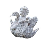 Angelo che cavalca una statue da giardino di cigno Figurina decorativa per