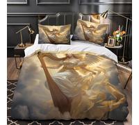 Angelo che suona l'arpa copripiumino Biancheria da letto ultra stampa 3D con federa per cuscini cerniera nascosta celeste Divino Set Di Copripiumino for ragazze e adolescenti Single（140x200cm）