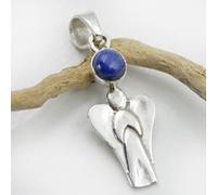 Angelo Ciondolo IN Argento 925 Lapislazzuli Cabochon Piccolo Custode Amuleto