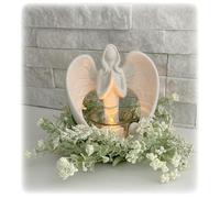 Angelo commemorativo con candelabro con lumini LED, regalo di condoglianze con biglietto di condoglianze o decorazioni per celebrazione della vita