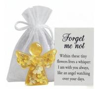Angelo commemorativo con nontiscordardime essiccato per il dolore | Statua di angelo in plastica, fiore essiccato non ti scordar di me, abbraccio tascabile portatile, set simpatia