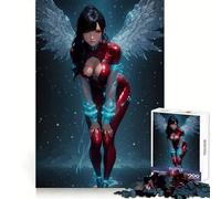 Angelo con abito rosso, puzzle da 1000 pezzi per adulti, migliora la memoria, divertente per il tempo libero, disegno tagliato al laser, regalo di Natale (50x75cm)