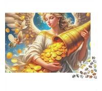 Angelo con cornucopia dorata Puzzle 1000 Pezzi Carta per Adulti Scena di ricchezza da sogno Gioco di Puzzle 1000 Pezzi Relax Decorazione Regalo famiglia 52x38cm/1000pcs