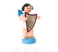 Angelo Con Handharfe Piedi, Blu Ali H = Ca 5,5 CM Erzgebirge Statuina di Natale