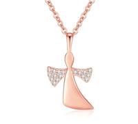Angelo Custode Collana Bambina Rosa Oro Argento 925, Collana Portafortuna Donna e Mamma, Regalo Comunione Battesimo Cresima Compleanno Bambina