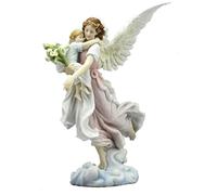 Angelo custode con bambino (statua in bronzo fuso freddo e resina 27 cm / 10,...