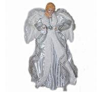 Angelo custode con pelliccia argento bianco puntale Albero di Natale H45 Decoraz