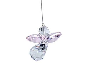 Angelo custode da appendere con pietra portafortuna per il mese di ottobre, rosa, impreziosito con cristalli Swarovski