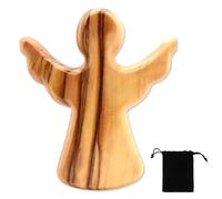Angelo custode fatto a mano in legno d’ulivo - Figurina artigianale - Portafortuna e Regalo per Natale, nascita, battesimo, comunione, cresima (Angelo Custode con Ali Spiegate)