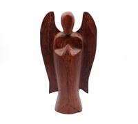 Angelo Custode Figura IN Legno Di Teak Artigianale Portafortuna Statuetta