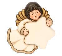 Angelo da parete con stella in ceramica, medio - Ceramica - 14,7x14,5x3,9 cm