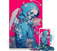 Angelo della Morte con Fiori Puzzle da 1000 Pezzi Memory Train Divertente Superficie Liscia Senza Sbavature Sfida Divertente per il Tempo Libero (50x75cm)