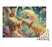 Angelo della tromba Puzzle 1000 Pezzi Angelo che suona il corno nel cielo cosmico, idea regalo, gioco stimolante, intrattenimento creativo, decorazione casa, 70x50 cm