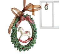 Angelo di Natale Ornamenti Cavallo Angelo Babbo Natale | Ornamenti a forma di cuore per parete, auto, finestra, scale, borsa, charm, casa, feste, vacanze, interni porta del patio