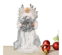 Angelo di Natale, punta per albero di Natale, statuetta per albero di Natale, pizzo, angelo, punta dell'albero di Natale, punta dell'albero di Natale, angelo bianco, paese delle meraviglie (argento)
