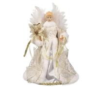 Angelo di Natale, punta per albero di Natale, statuetta per albero di Natale, pizzo, angelo, punta dell'albero di Natale, punta dell'albero di Natale, angelo bianco, paese delle meraviglie (argento)