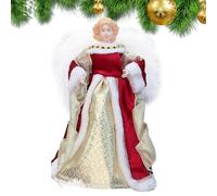 Angelo di Natale - Statuetta con albero da 28 cm, ornamento testurizzato, accento di vacanza radioso | Decorazione angelo alato per esposizioni natalizie stagionali, spettacolo centrotavola festivo